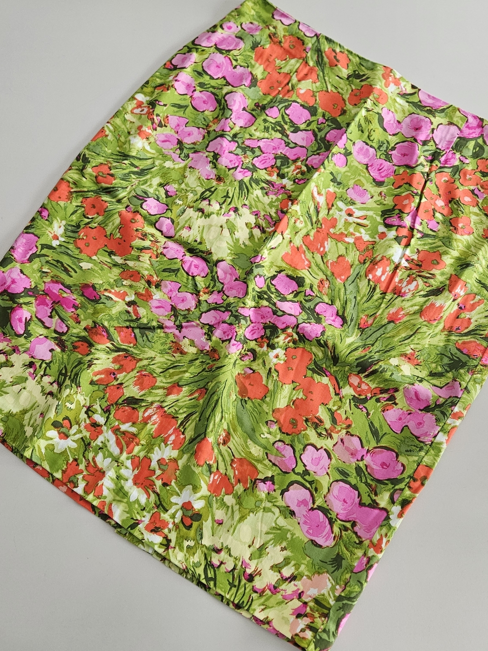 Sunny Leigh Floral Pencil Skirt in Green, Pink & Orange